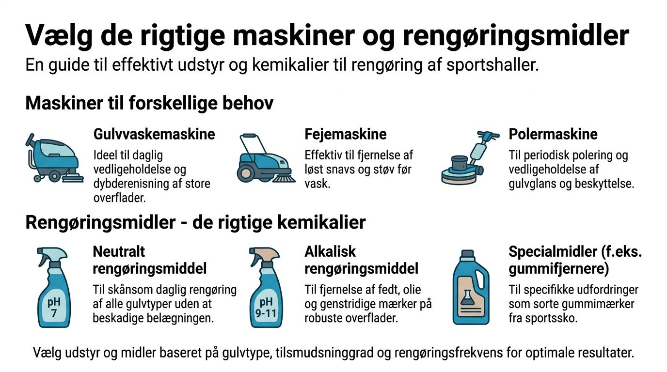 Akut gulvrengøring med professionelt udstyr til sportshaller.