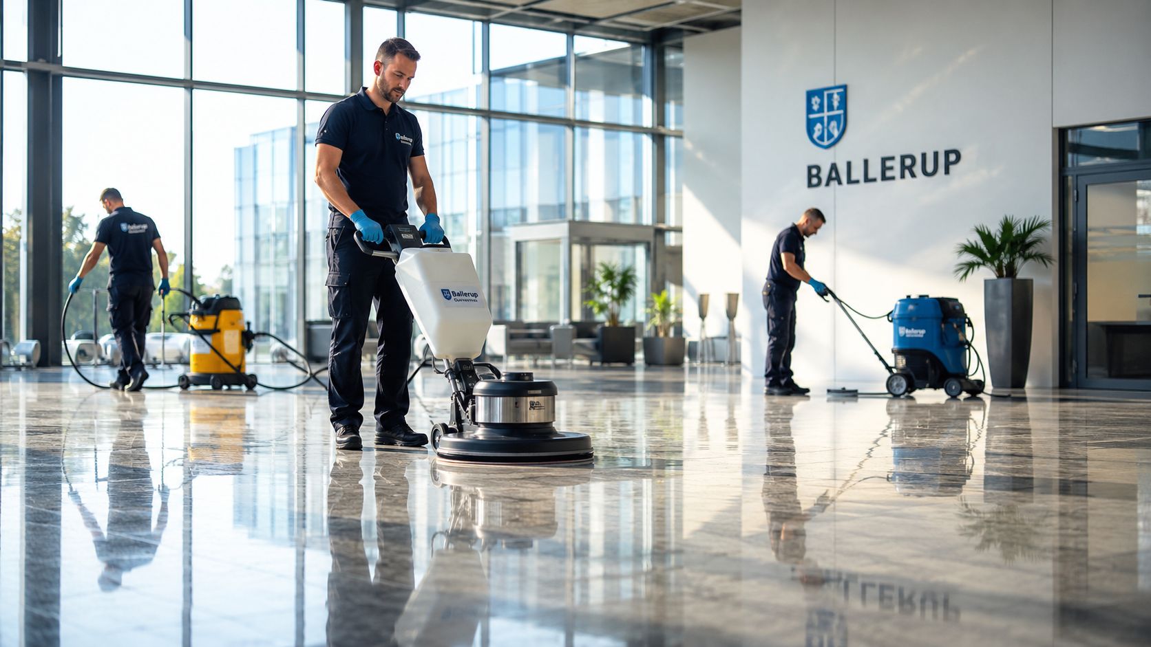 Professionel akut gulvrengøring med moderne udstyr i Ballerup.